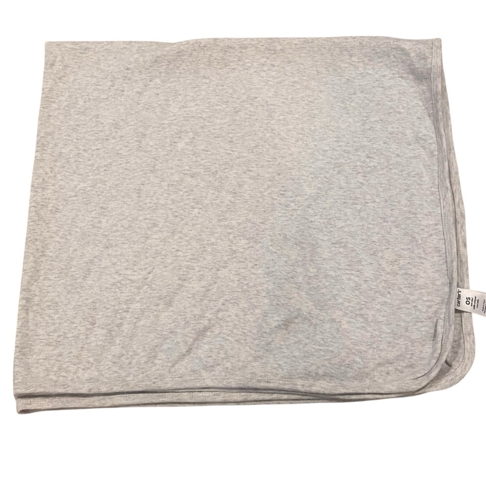 Carters Gray Marled Light Baby Blanket Thin Jersey Knit Stretch Cotton Boy